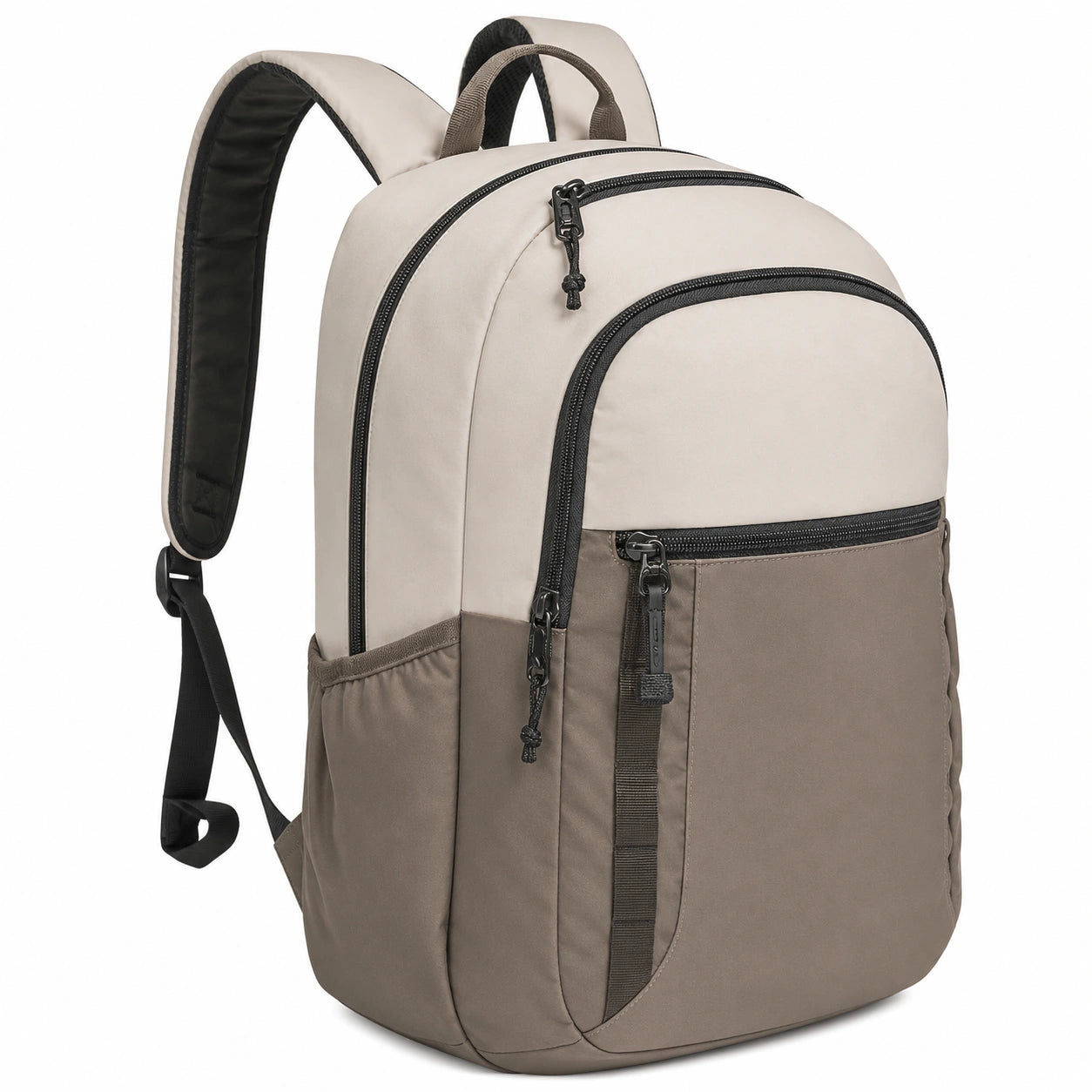 Sac à dos 30L beige et marron avec poches multiples