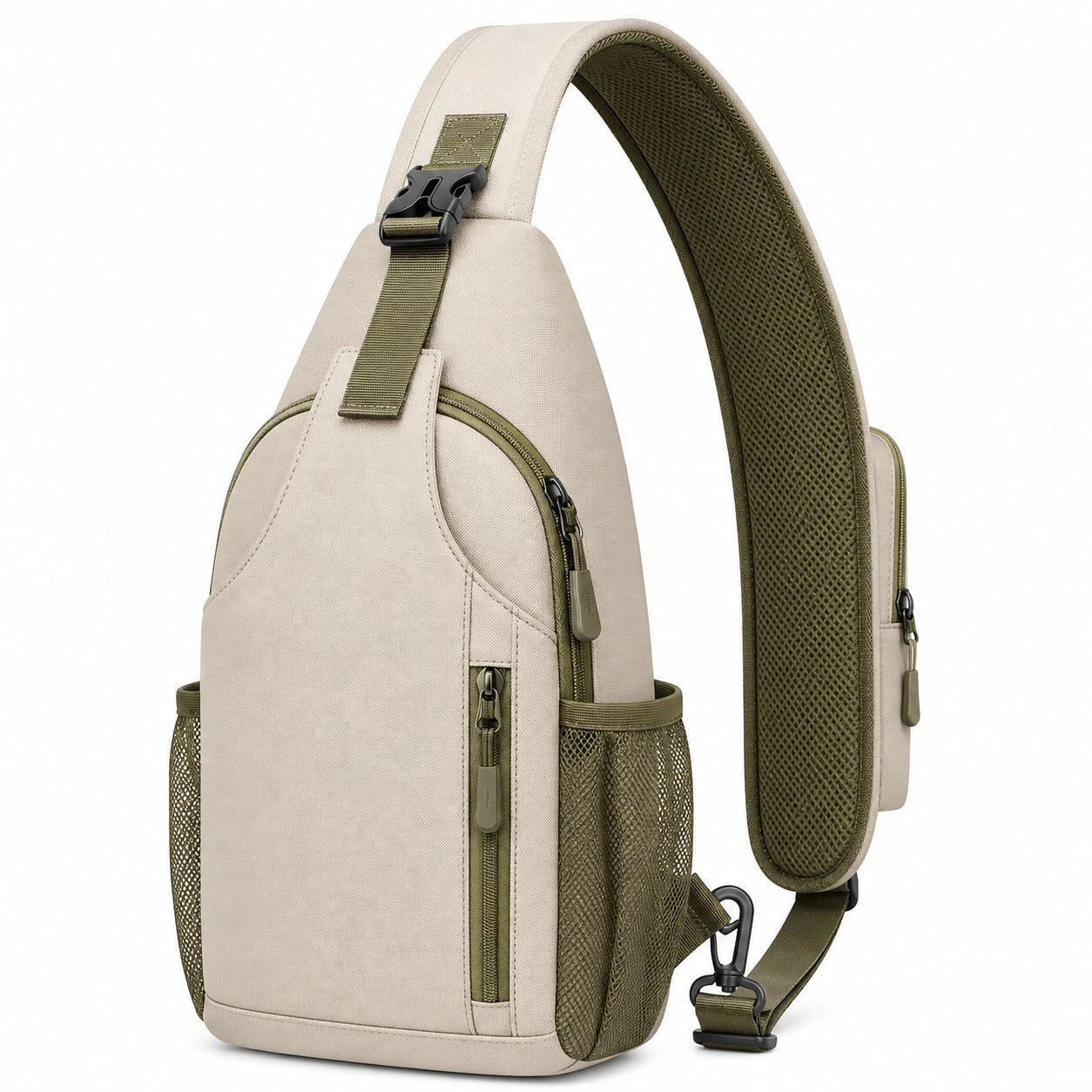 Sac à bandoulière ergonomique beige et vert