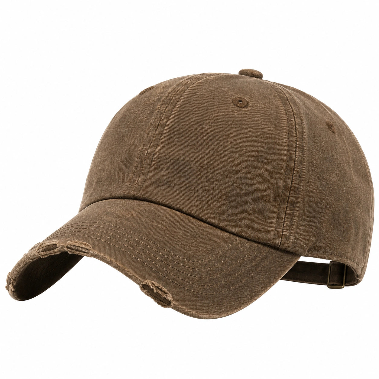 Casquette décontractée usée brun avec ajustement