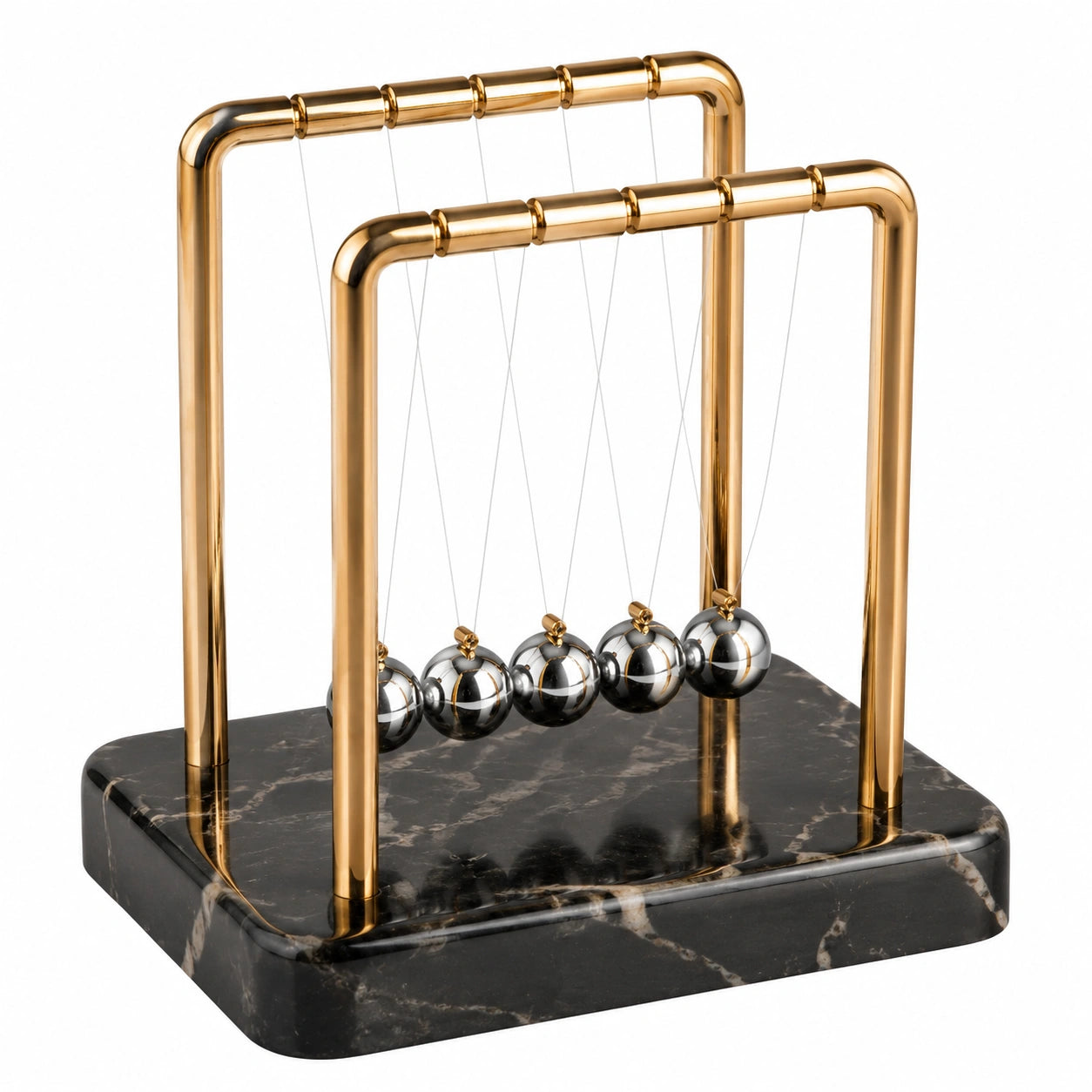 Pendule de Newton Or avec Base en Marbre Noir