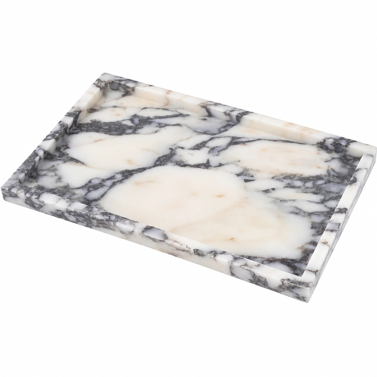 Plateau rectangulaire en marbre blanc et gris 30x20cm