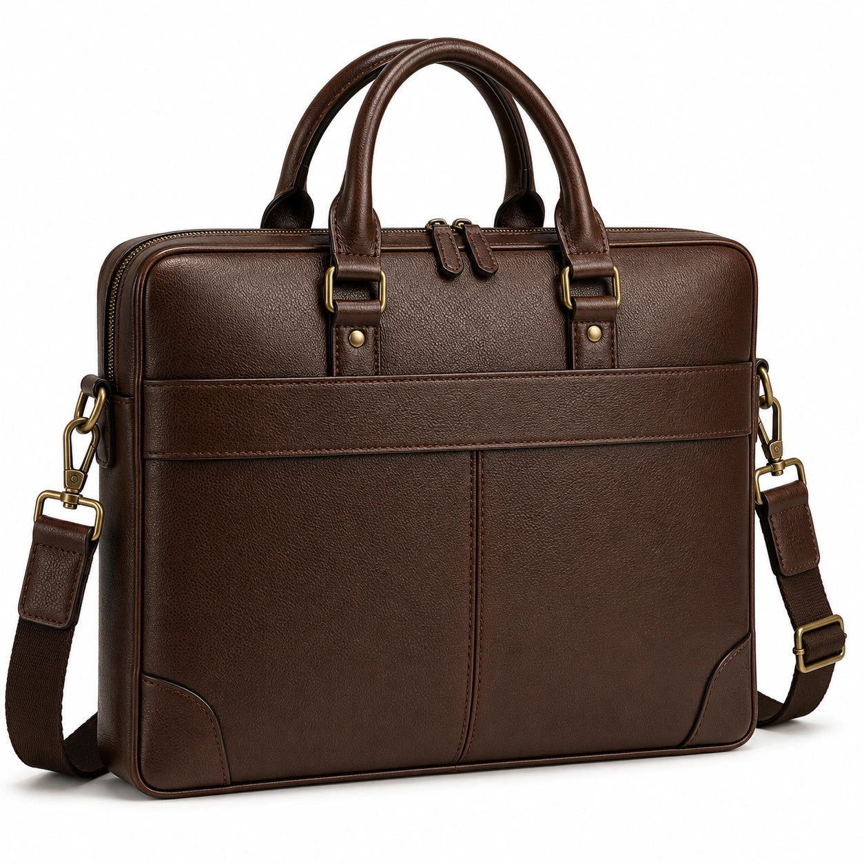 Porte-documents marron avec bandoulière amovible pour ordinateur