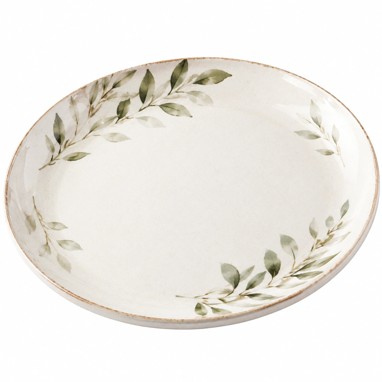 Assiette en Porcelaine Motif Feuilles 28 cm