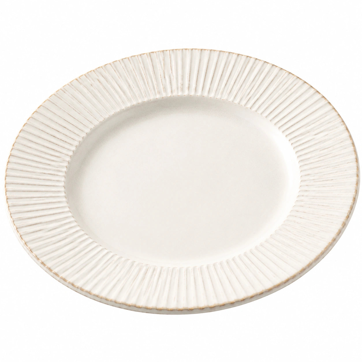 Assiette en céramique blanche avec bord côtelé 27 cm