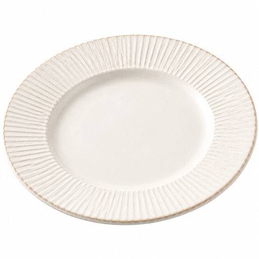Assiette en céramique blanche avec bord côtelé 27 cm
