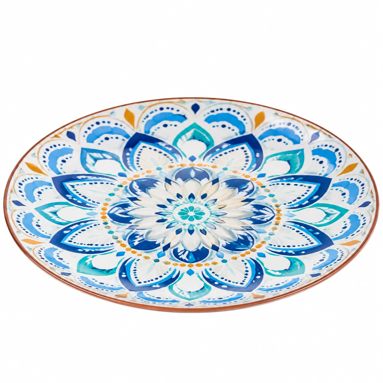Assiette Décorative Ronde Mandala Bleu 27 cm