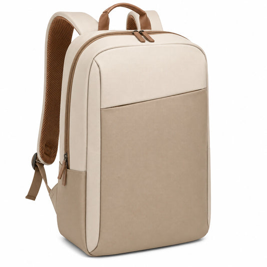 Sac à dos urbain élégant beige 20L avec fermeture éclair