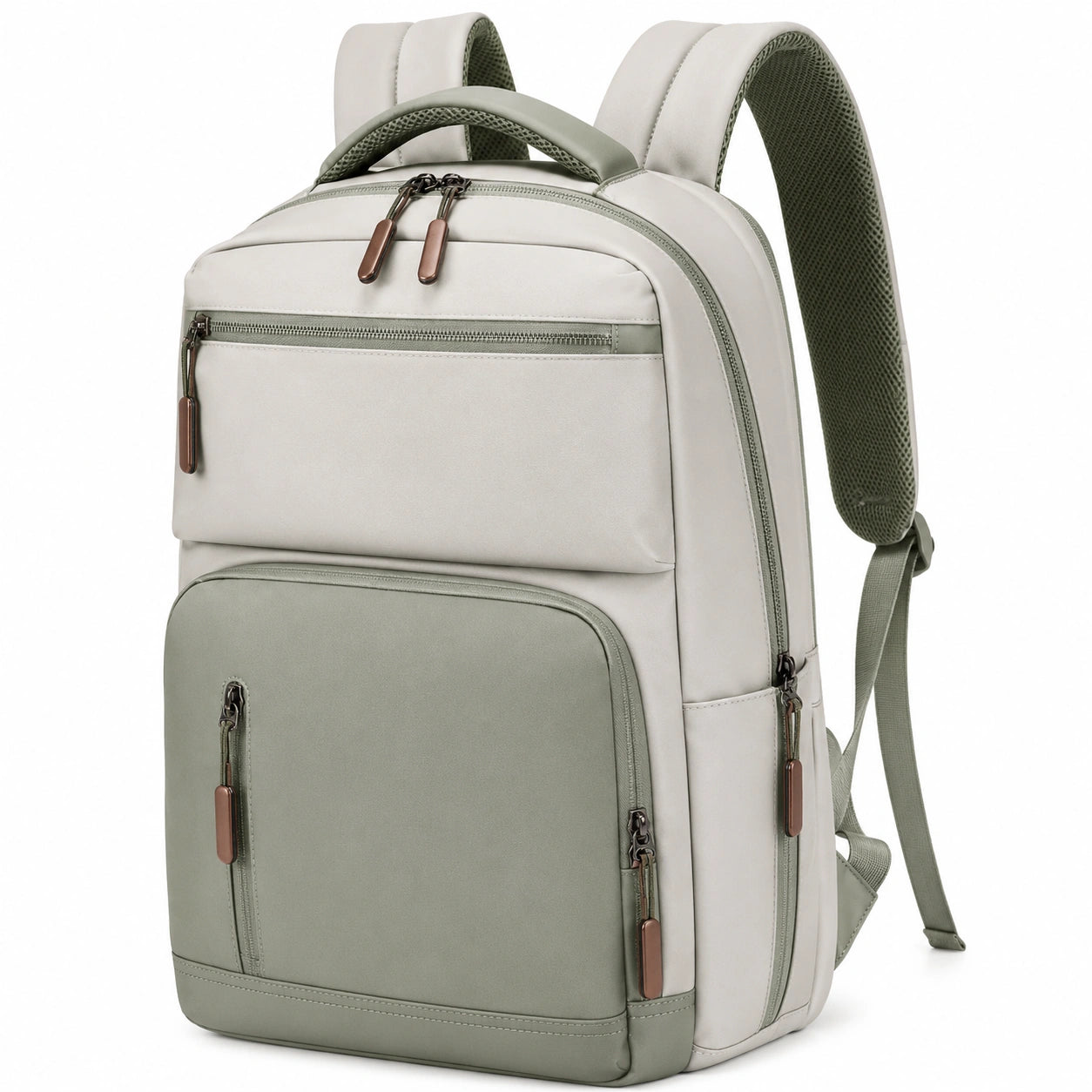 Sac à dos imperméable multi-poches gris et vert