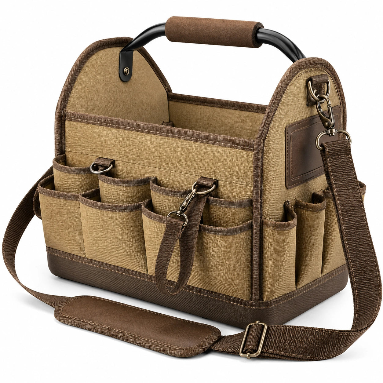 Sacoche à outils multi-poches beige et marron