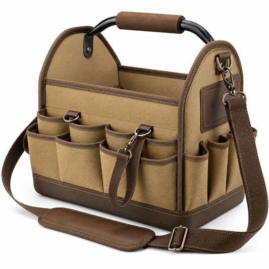 Sacoche à outils multi-poches beige et marron