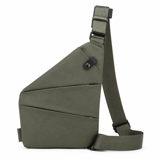 Sac à bandoulière asymétrique imperméable vert kaki