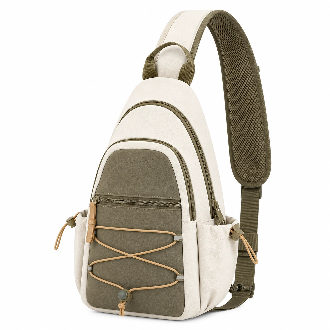 Sac à bandoulière décontracté beige et kaki