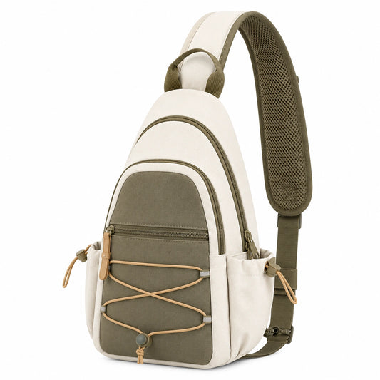 Sac à bandoulière décontracté beige et kaki