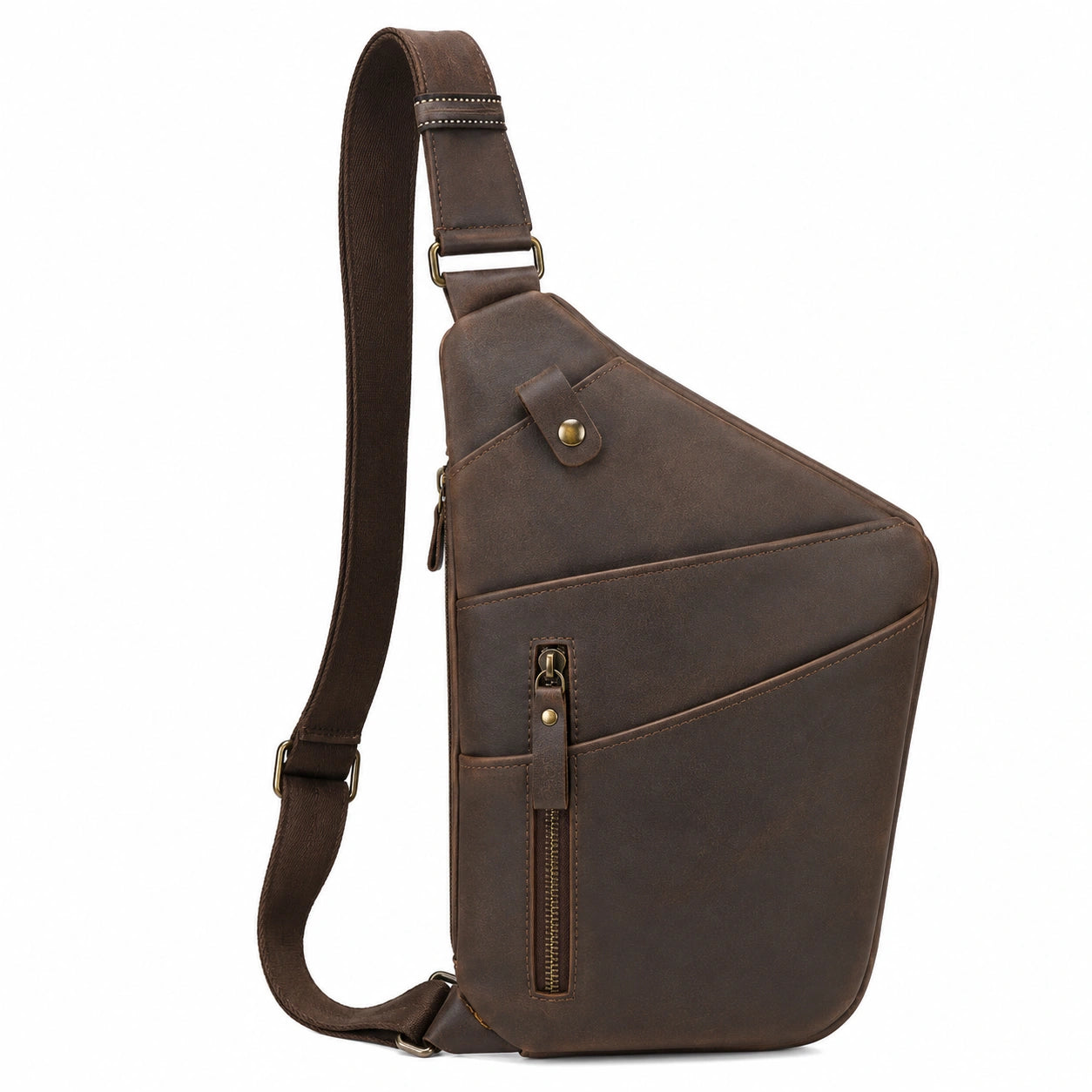 Sac bandoulière marron pour homme avec fermeture éclair