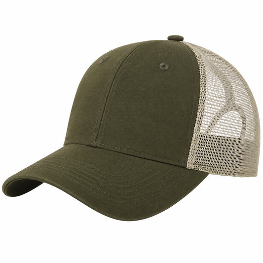 Casquette Trucker Unisexe Vert Kaki et Beige