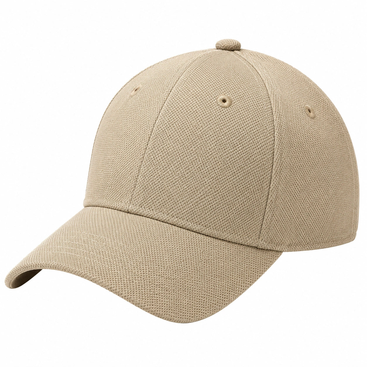 Casquette Unisexe Classique Beige avec Visière Incurvée