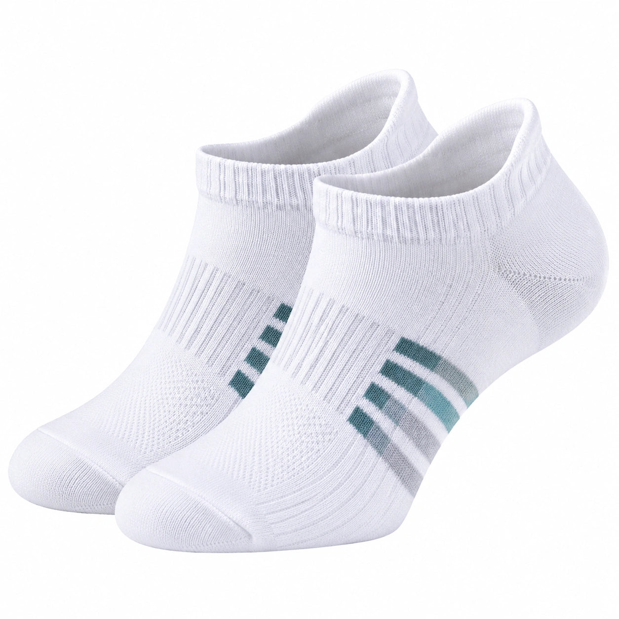 Chaussettes basses de sport blanches à rayures vertes et grises