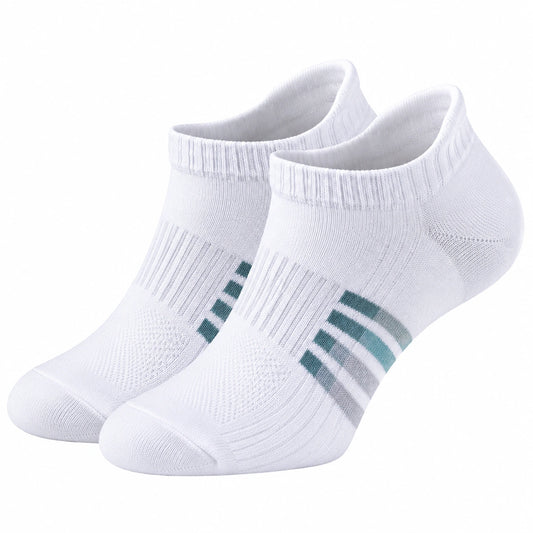 Chaussettes basses de sport blanches à rayures vertes et grises