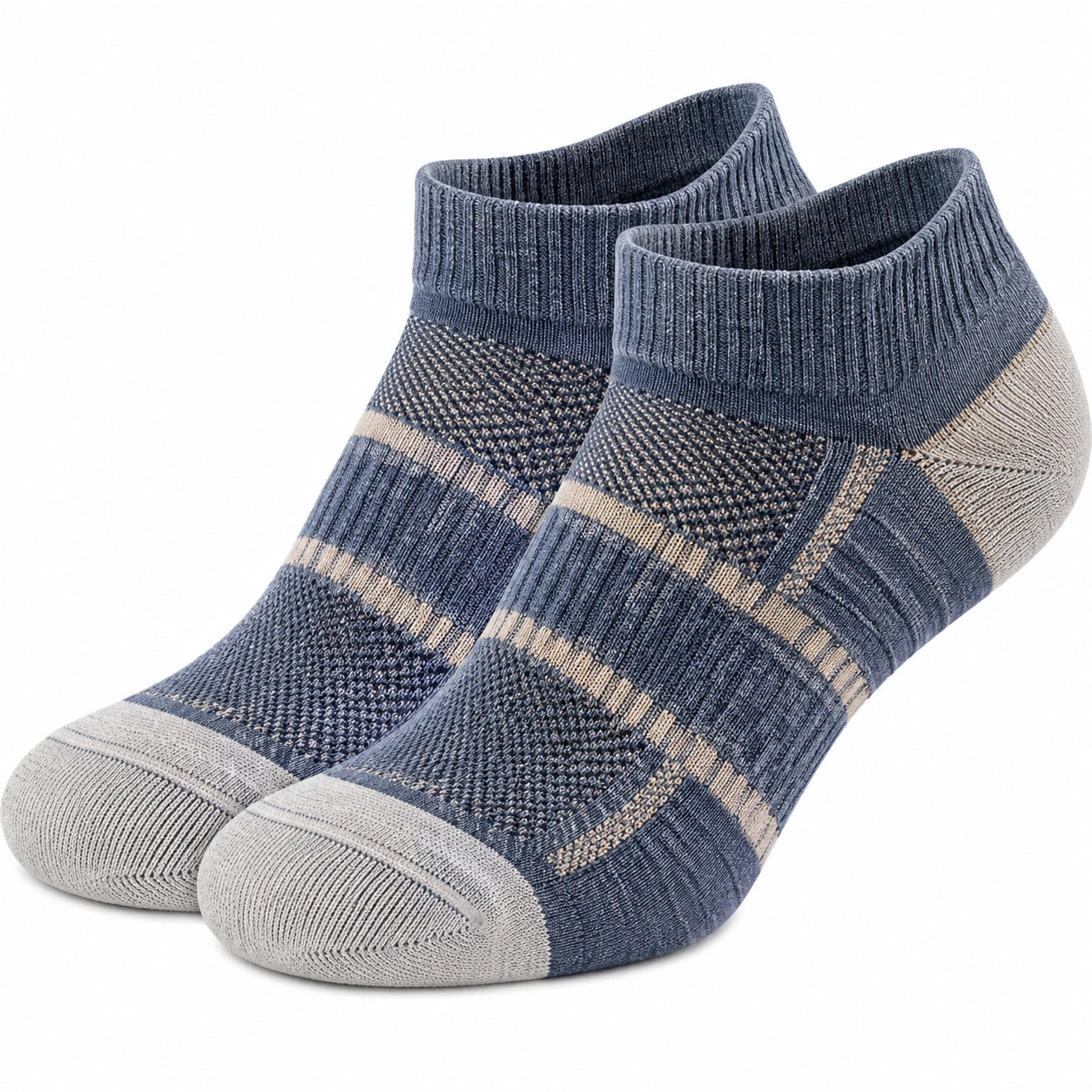 Chaussettes courtes absorbantes bleu et gris