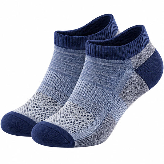 Chaussettes courtes de sport respirantes bleu et gris