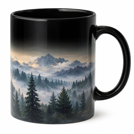 Tasse en céramique noire avec motif montagne 350ml
