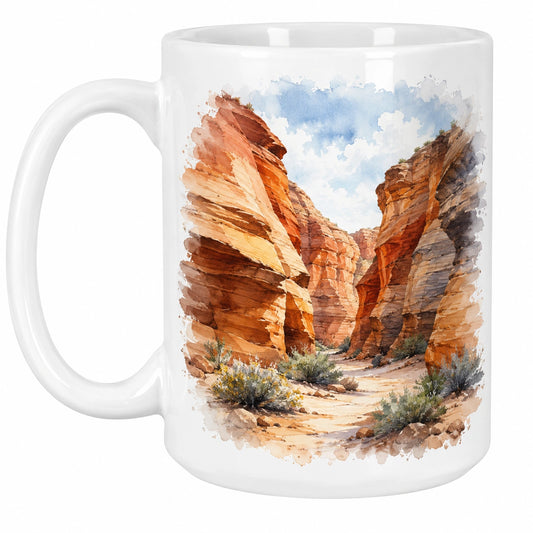 Tasse en céramique blanche avec motif canyon