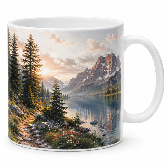 Tasse en céramique paysage montagne 350 ml multicolore