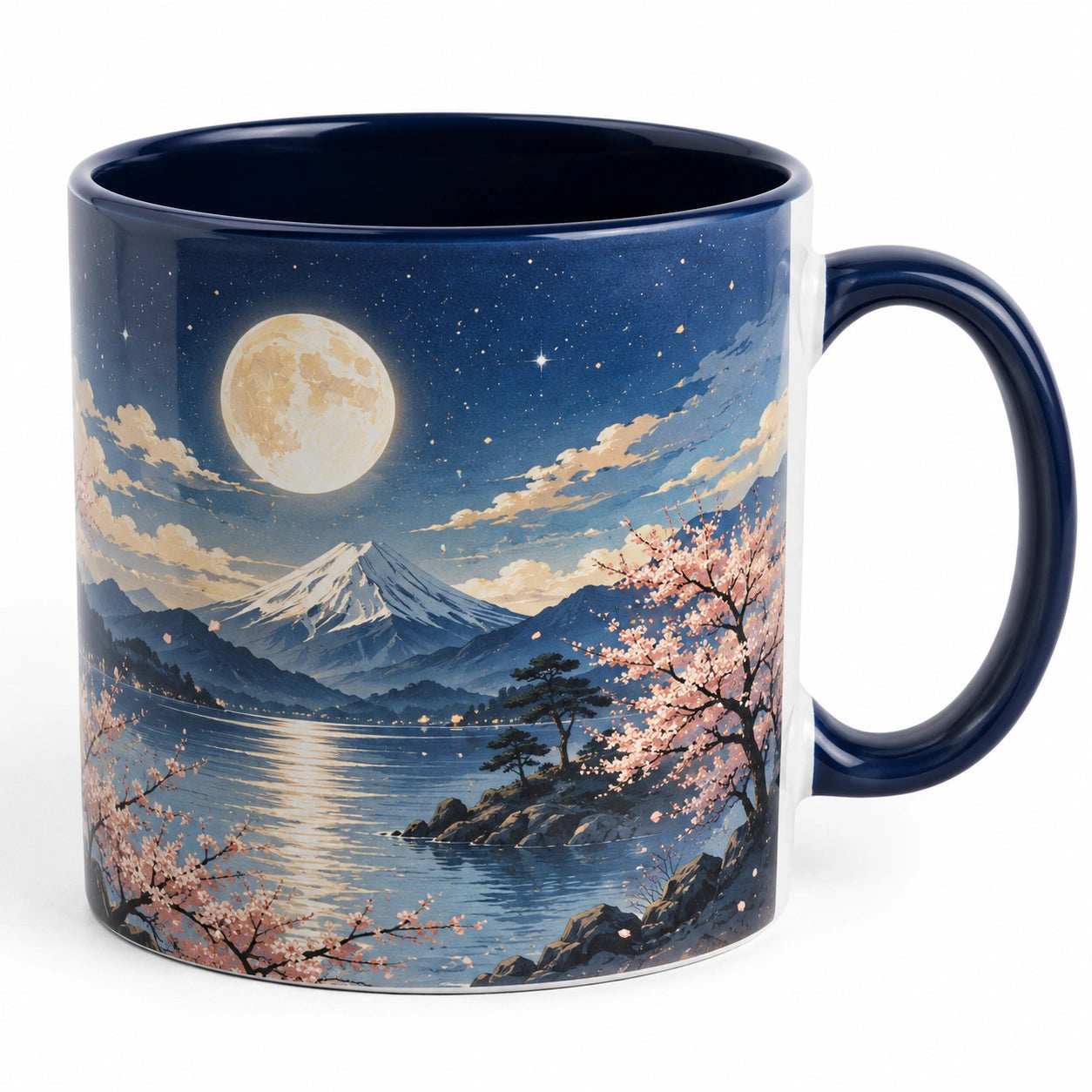 Tasse en céramique motif paysage nocturne japonais