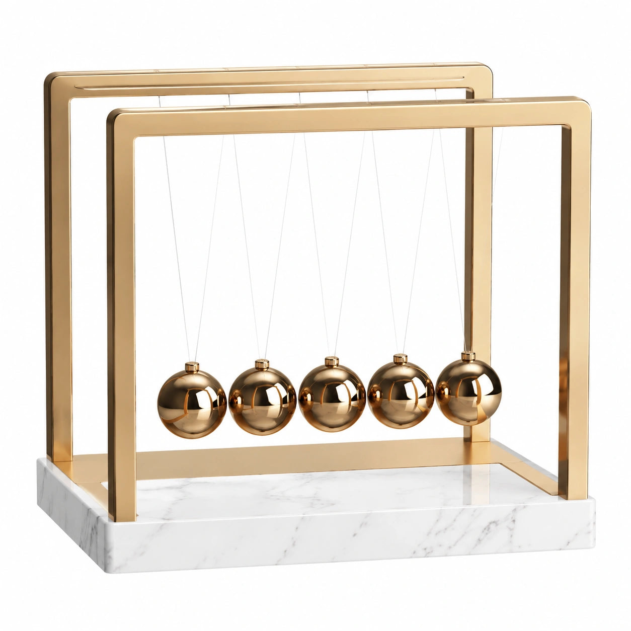 Pendule de Newton Dorée avec Base en Marbre