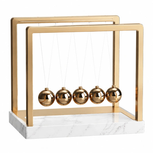 Pendule de Newton Dorée avec Base en Marbre