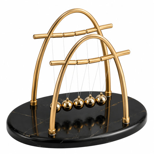 Pendule de Newton Décorative en Or et Noir