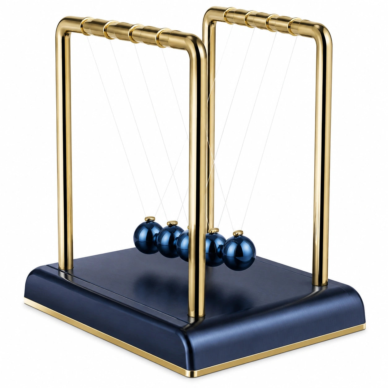 Pendule de Newton Bleu et Doré avec Base en Métal