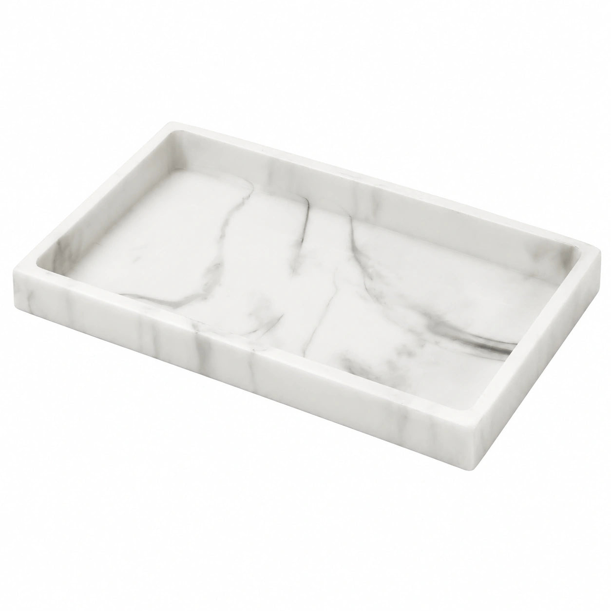 Plateau rectangulaire en marbre blanc
