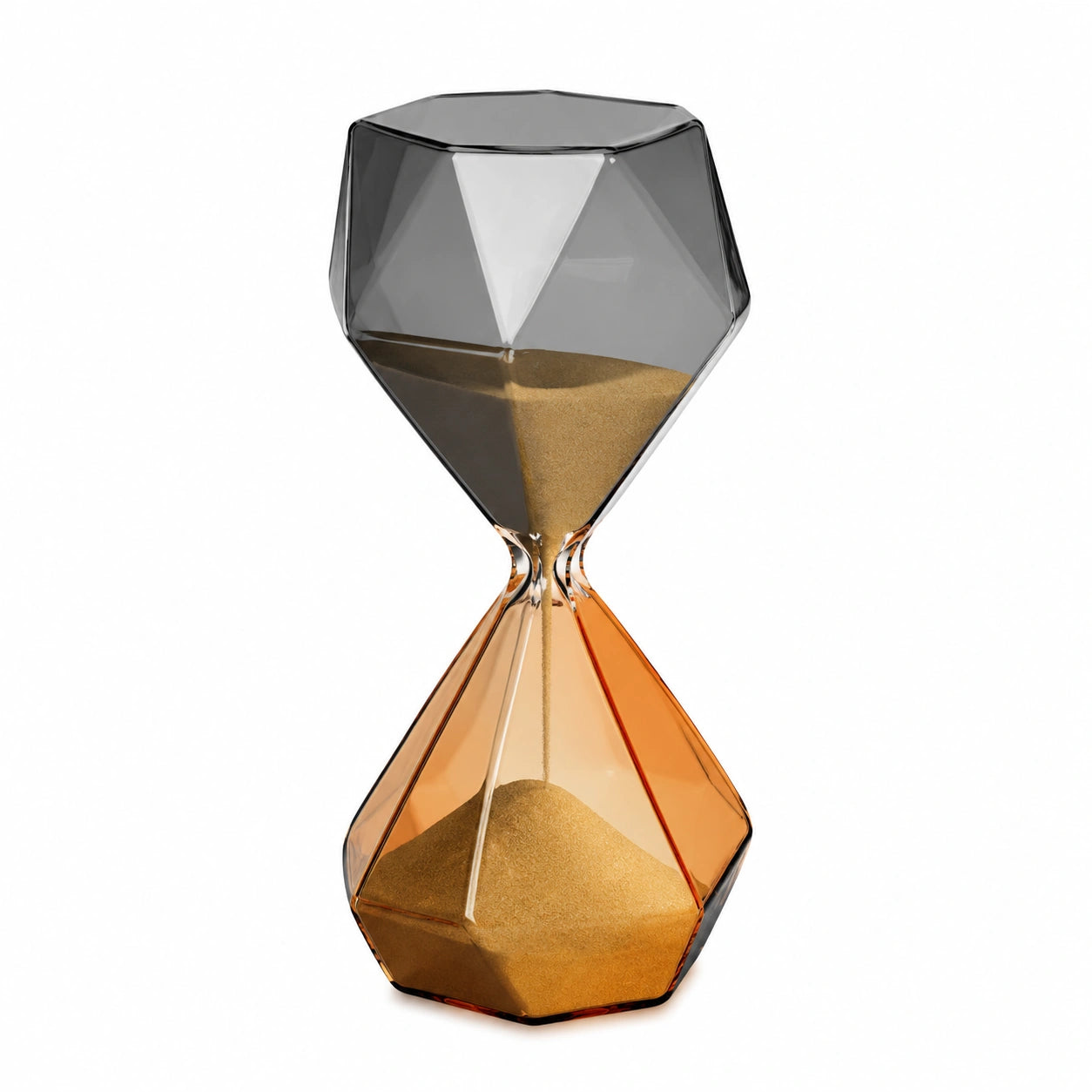 Sablier géométrique décoratif en verre noir et ambre